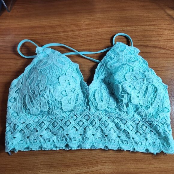 Lace Bralette in Aqua Blue - Picture 1 of 3